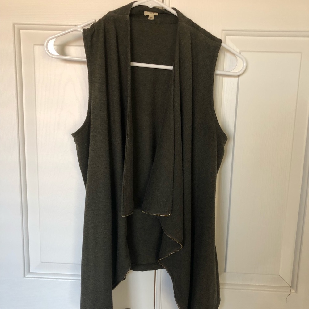 J Crew forest green asymmetrical vest